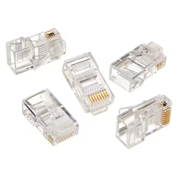 UTP Connector gold plated 8P8C 3-fork for solid cable